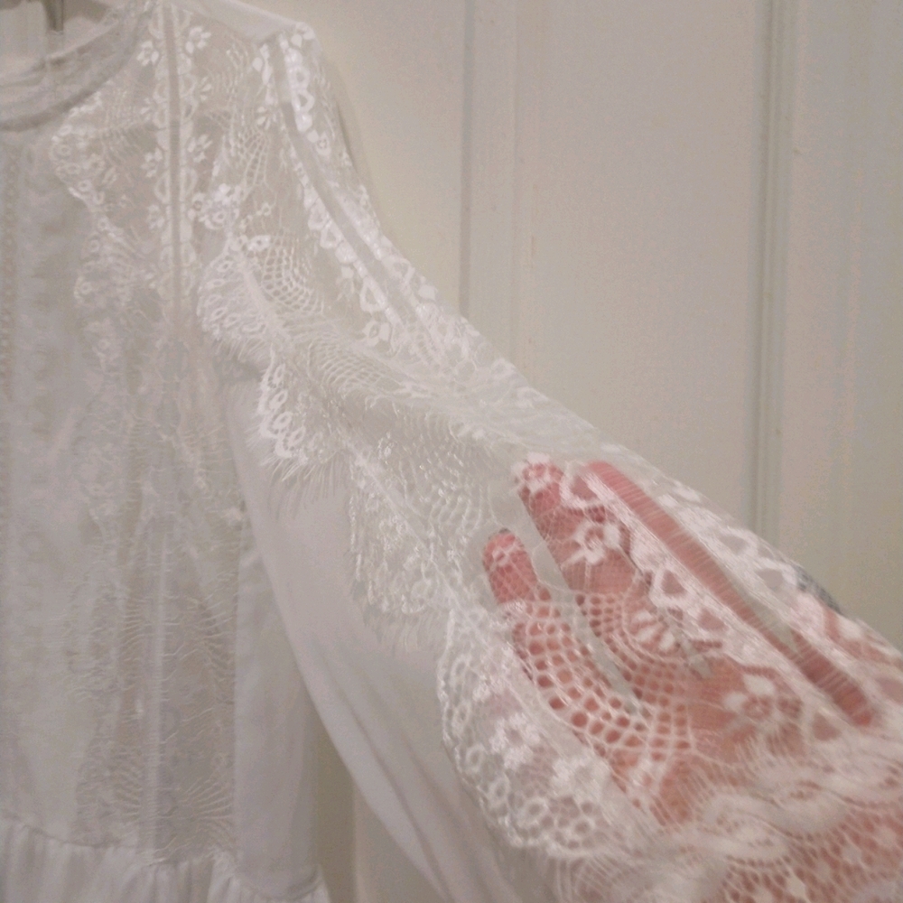 Dainty Drop Waist Lace Insert Dress